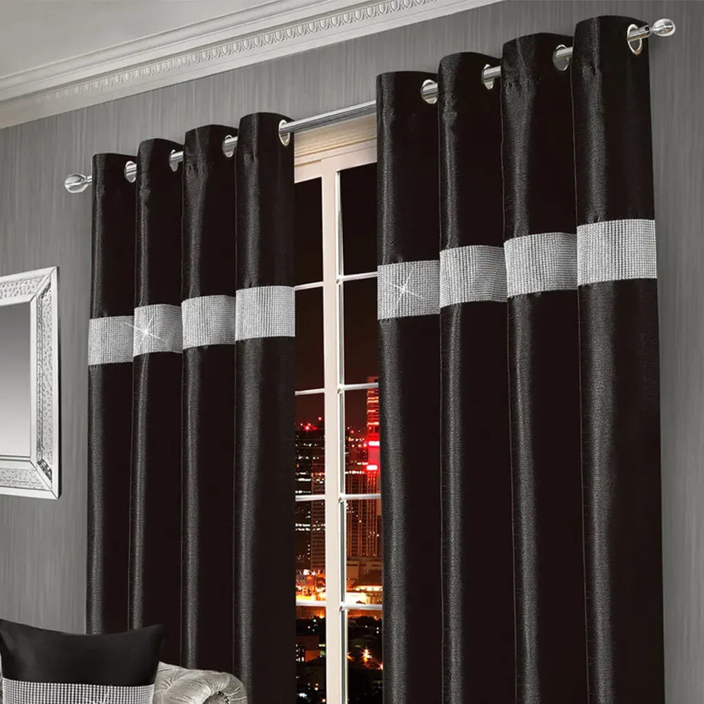 Belleza Eyelet Curtains - Black