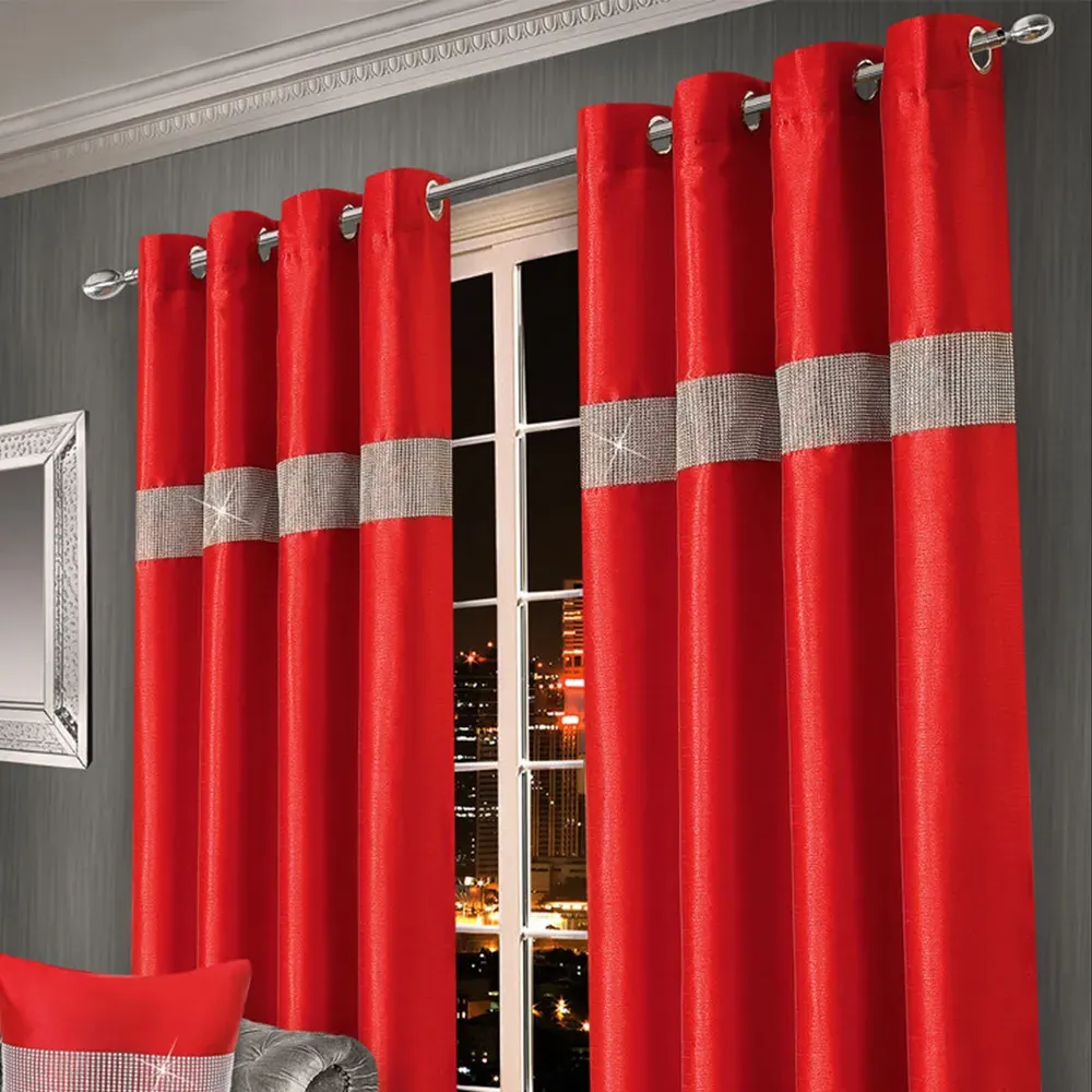 Belleza Eyelet Curtains - Red