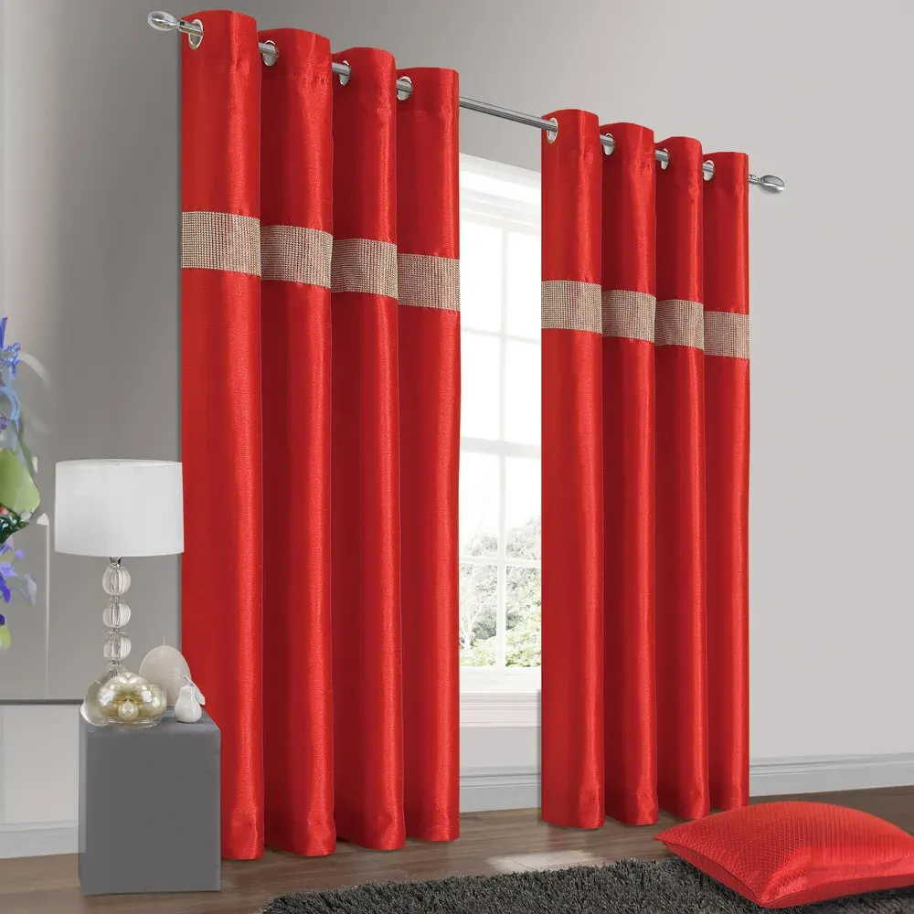 Belleza Eyelet Curtains - Red