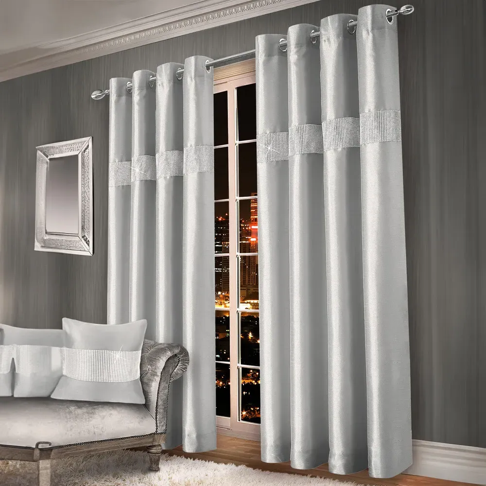 Belleza Eyelet Curtains - Silver