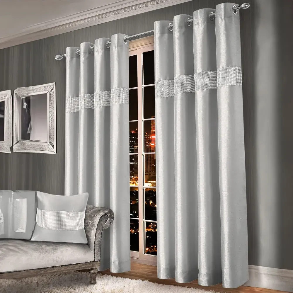 Belleza Eyelet Curtains - Silver