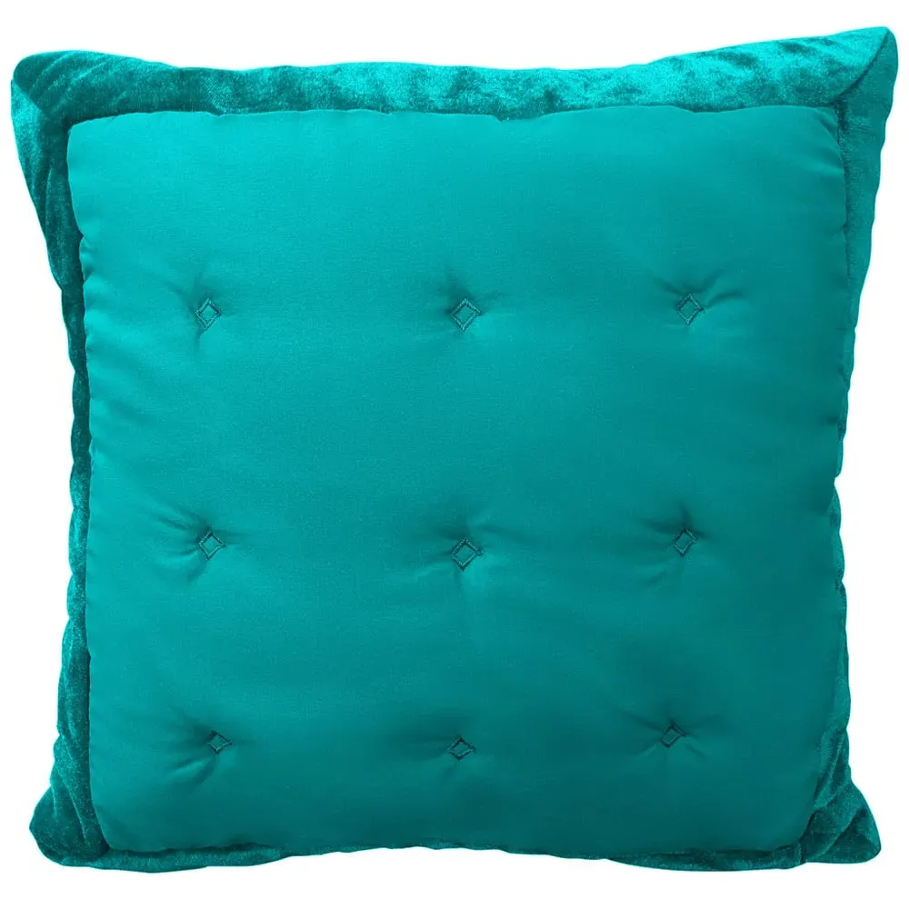 Boston Quilted Cushion 2 Pack - Teal, Velvet
