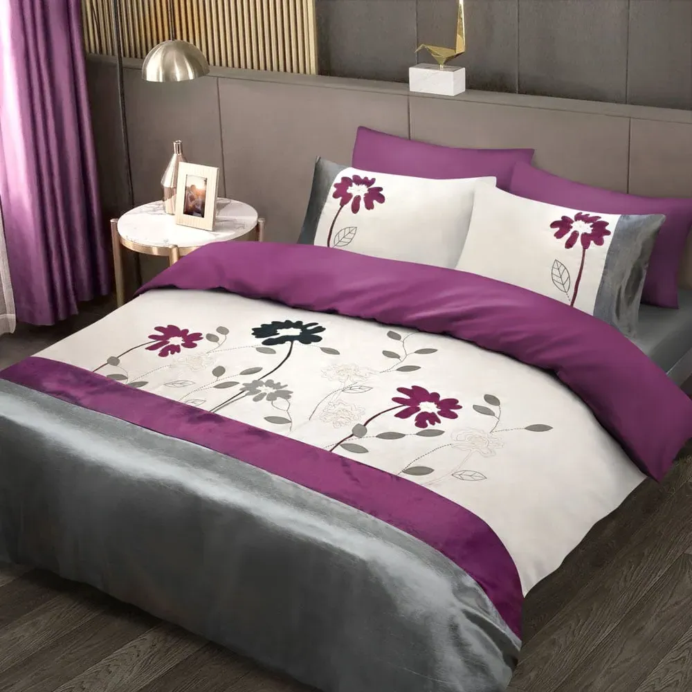 Breeze Double Floral Embroidered Duvet Set - Multi