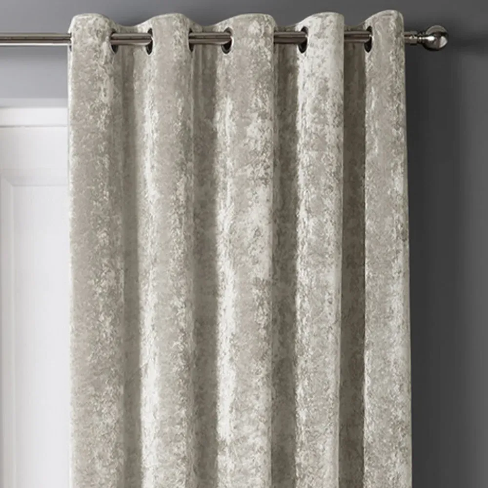 Crushed Velvet Door Curtain with Eyelet Header - Cream
