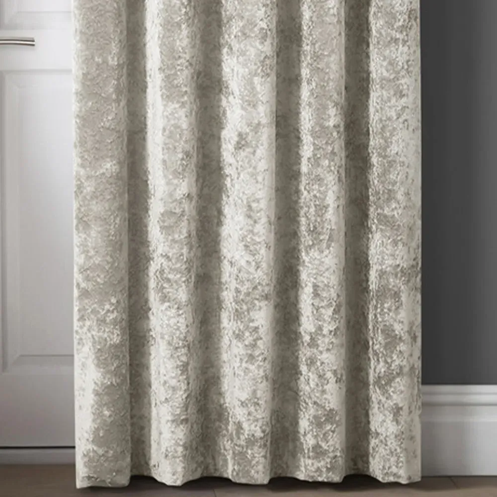 Crushed Velvet Door Curtain with Eyelet Header - Cream