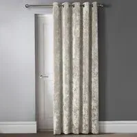 Crushed Velvet Door Curtain with Eyelet Header - Cream