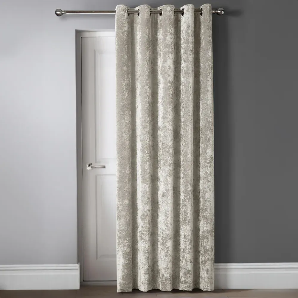 Crushed Velvet Door Curtain with Eyelet Header - Cream image