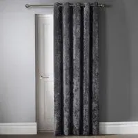 Crushed Velvet Door Curtain with Eyelet Header - Grey