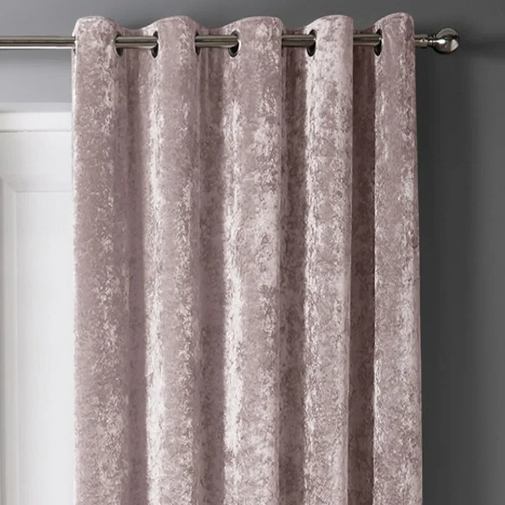 Crushed Velvet Door Curtain with Eyelet Header - Pink