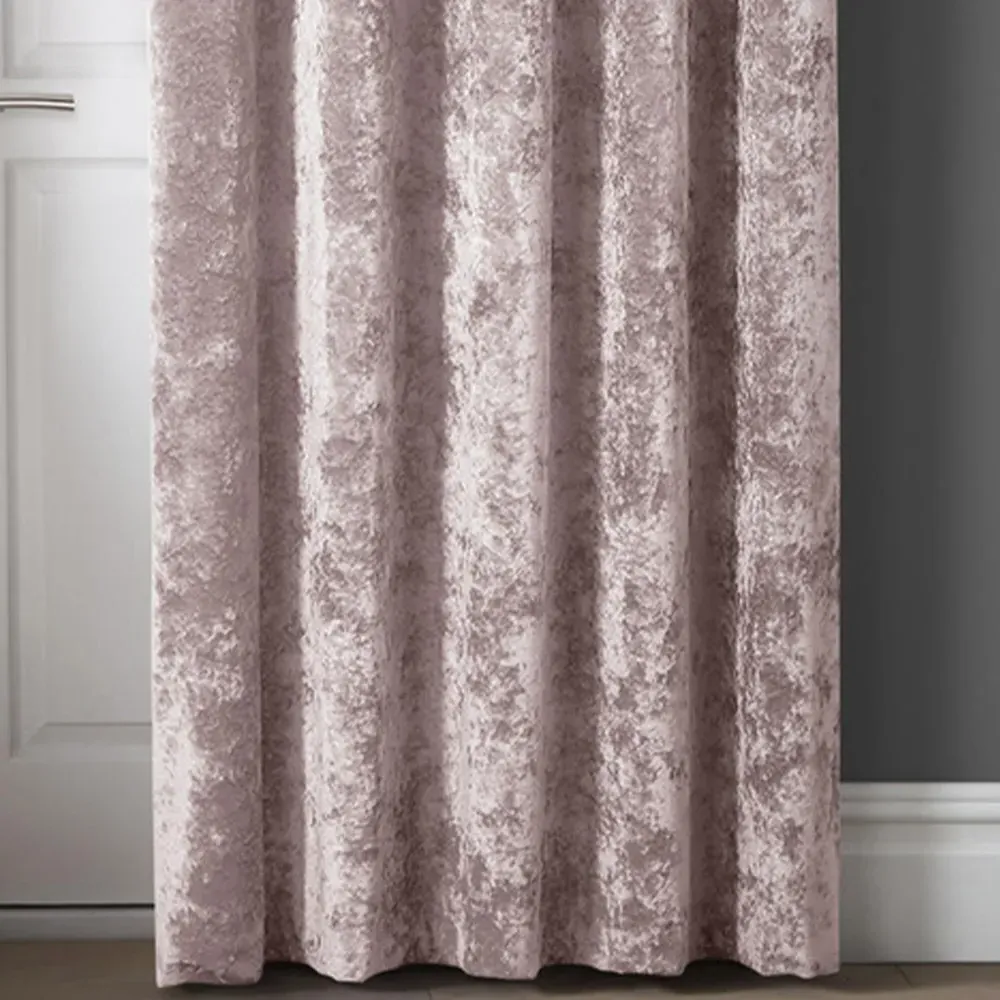 Crushed Velvet Door Curtain with Eyelet Header - Pink