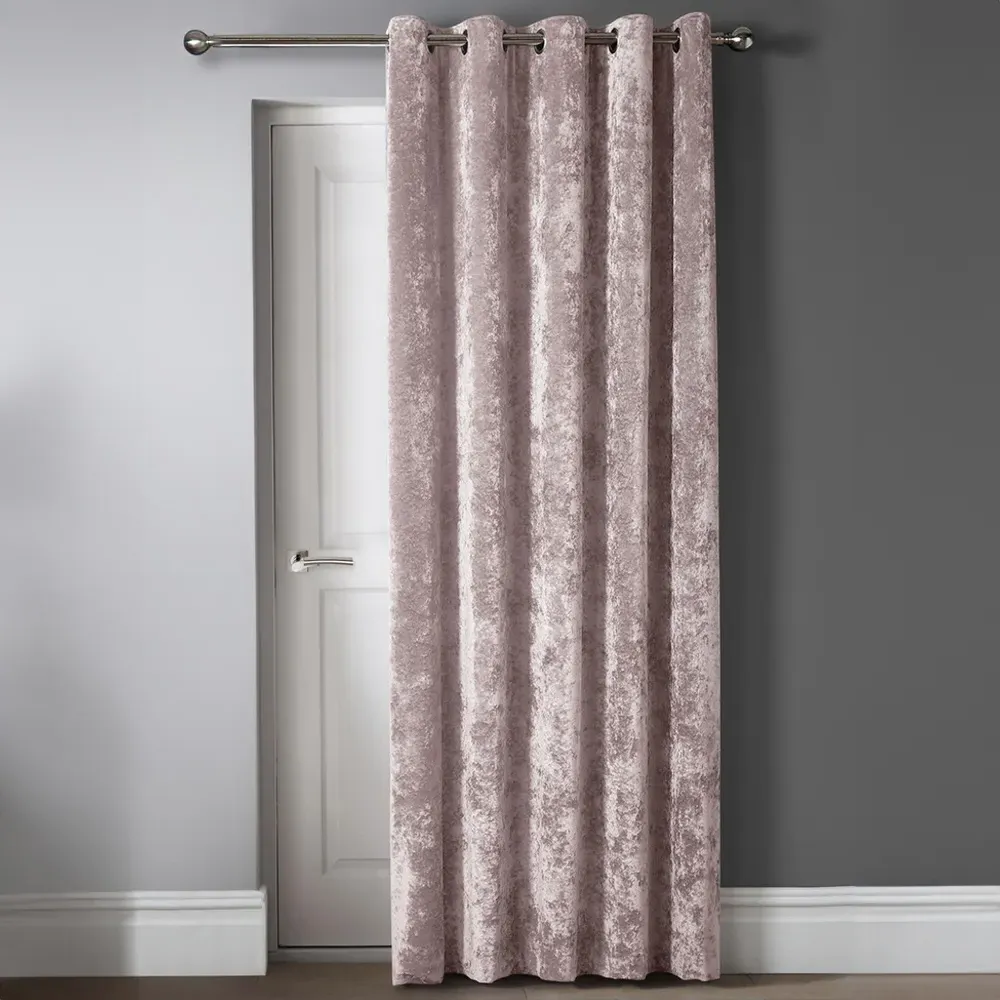 Crushed Velvet Door Curtain with Eyelet Header - Pink