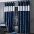 Diamante Eyelet Curtains with Diamante Trim - Navy Blue, Velvet