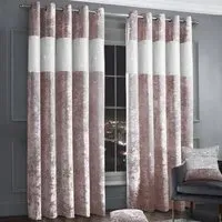 Diamante Eyelet Curtains with Diamante Trim - Pink, Velvet
