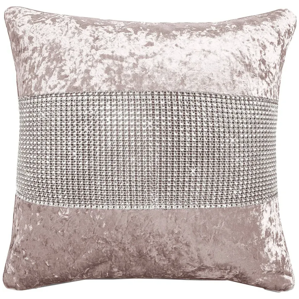 Diamonte Crushed Velvet Filled Cushion 2 Pack - Blush image