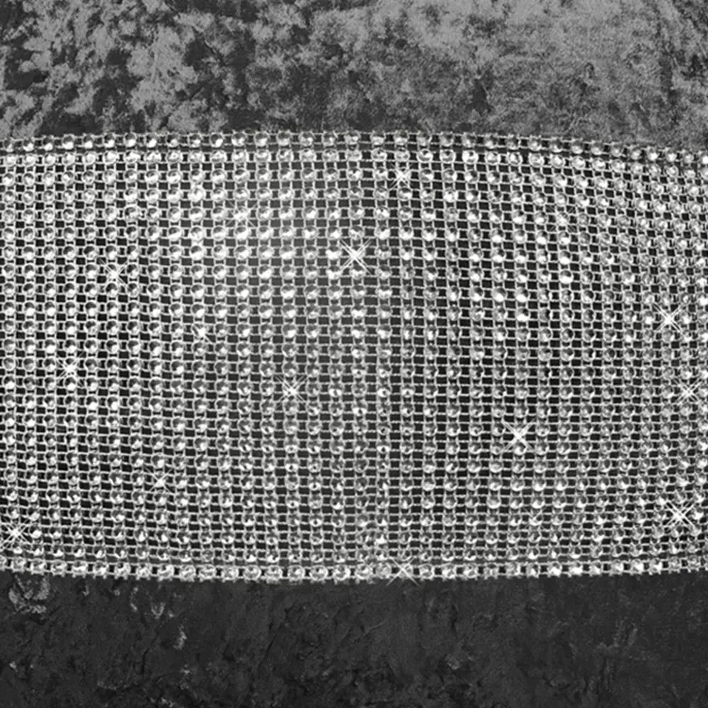 Diamonte Crushed Velvet Filled Cushion 2 Pack - Charcoal