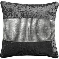 Diamonte Crushed Velvet Filled Cushion 2 Pack - Charcoal