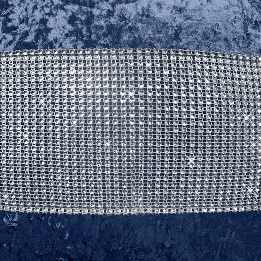 Diamonte Crushed Velvet Filled Cushion 2 Pack - Navy