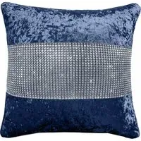 Diamonte Crushed Velvet Filled Cushion 2 Pack - Navy