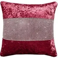 Diamonte Crushed Velvet Filled Cushion 2 Pack - Raspberry