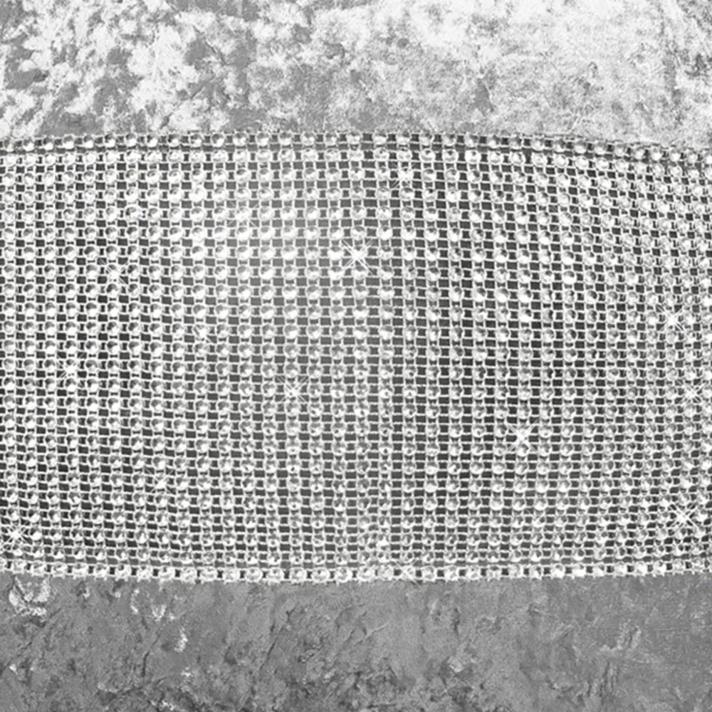 Diamonte Crushed Velvet Filled Cushion 2 Pack - Silver