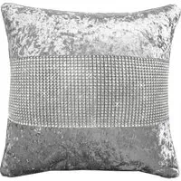 Diamonte Crushed Velvet Filled Cushion 2 Pack - Silver