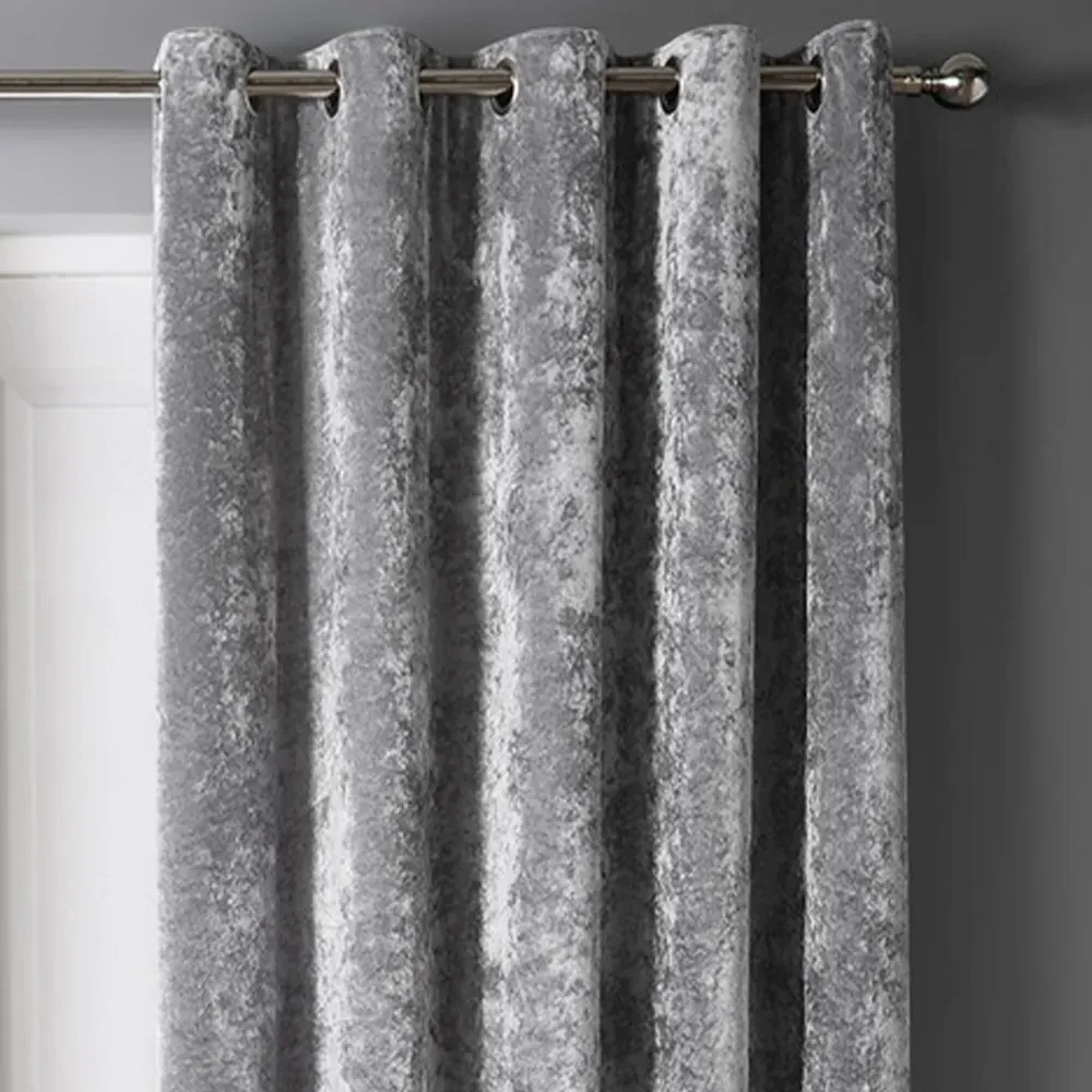Door Curtain - Silver, Crushed Velvet