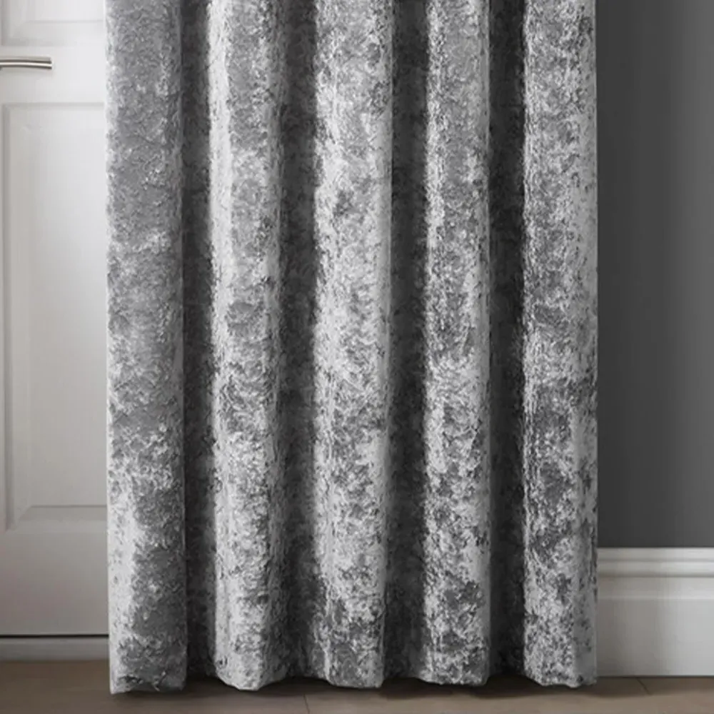 Door Curtain - Silver, Crushed Velvet
