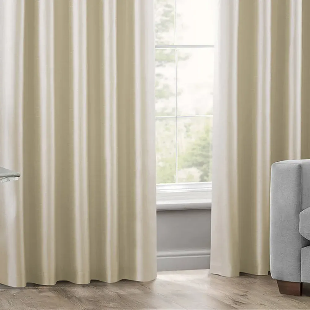 Faux Silk Curtains with Pencil Pleat - Cream