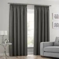Faux Silk Curtains with Pencil Pleat - Grey