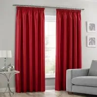 Faux Silk Curtains with Pencil Pleat - Red