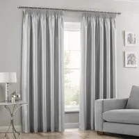Faux Silk Curtains with Pencil Pleat - Silver