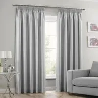 Faux Silk Curtains with Pencil Pleat - Silver
