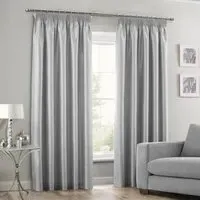 Faux Silk Curtains with Pencil Pleat - Silver