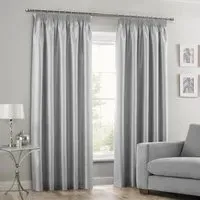 Faux Silk Curtains with Pencil Pleat - Silver