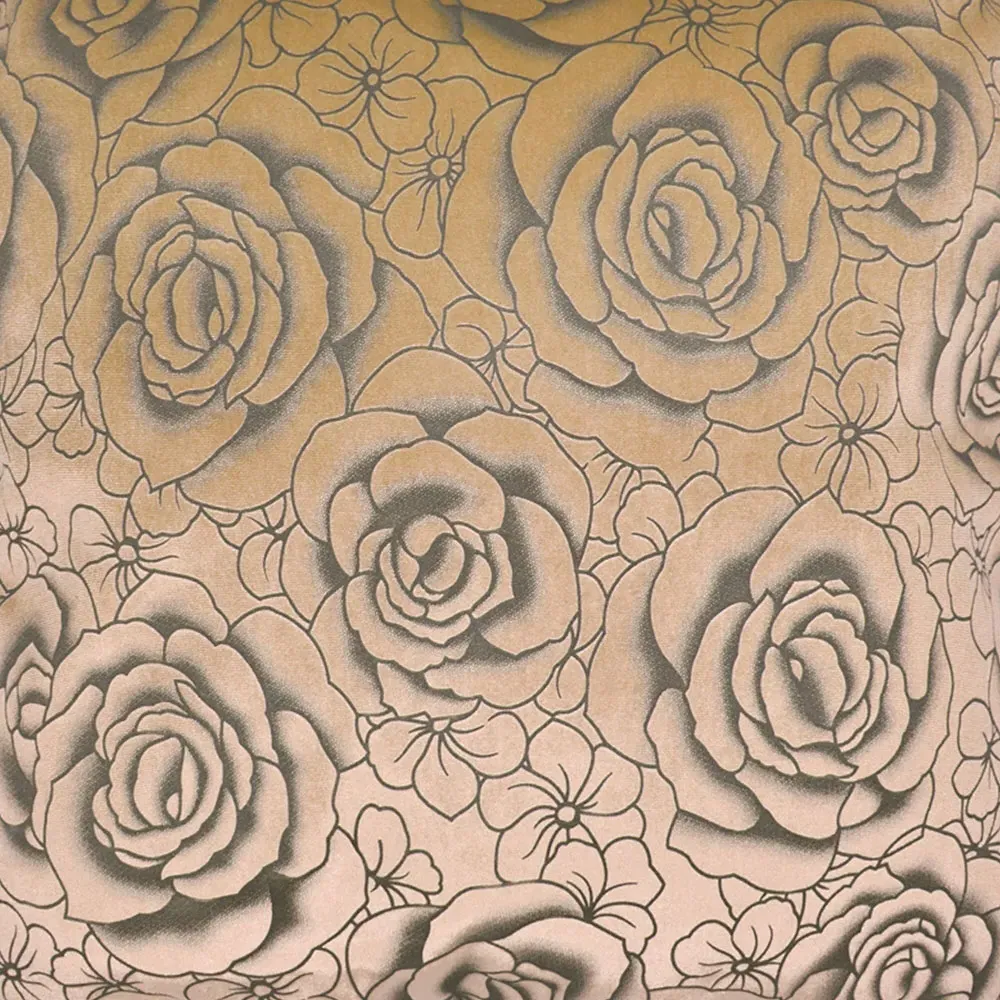 Flock Rose Filled Cushion 2 Pack - Brown, Velvet