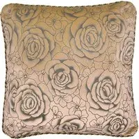 Flock Rose Filled Cushion 2 Pack - Brown, Velvet