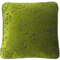 Flock Rose Filled Cushion 2 Pack - Green, Velvet