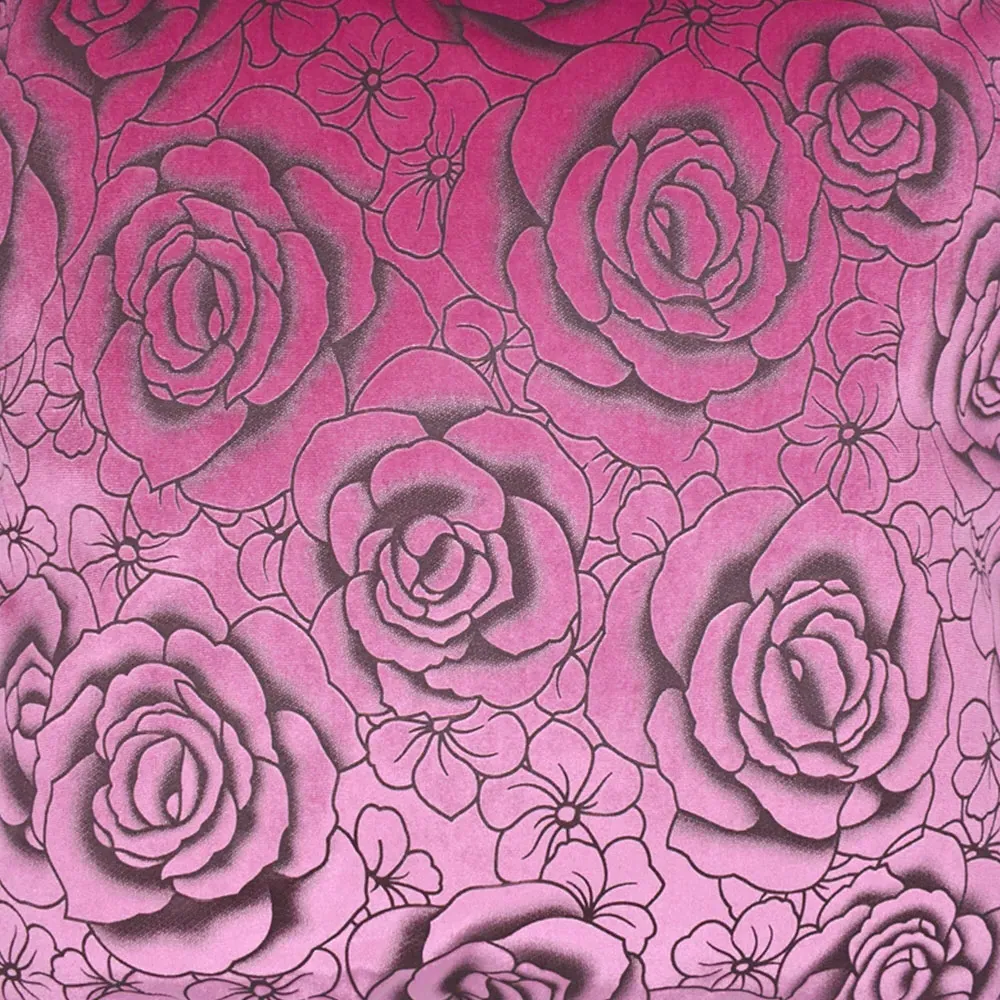 Flock Rose Filled Cushion 2 Pack - Pink, Velvet