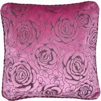Flock Rose Filled Cushion 2 Pack - Pink, Velvet