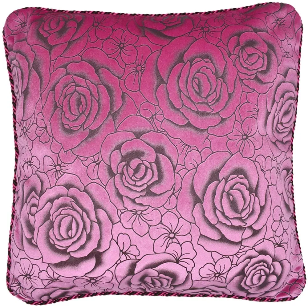 Flock Rose Filled Cushion 2 Pack - Pink, Velvet image