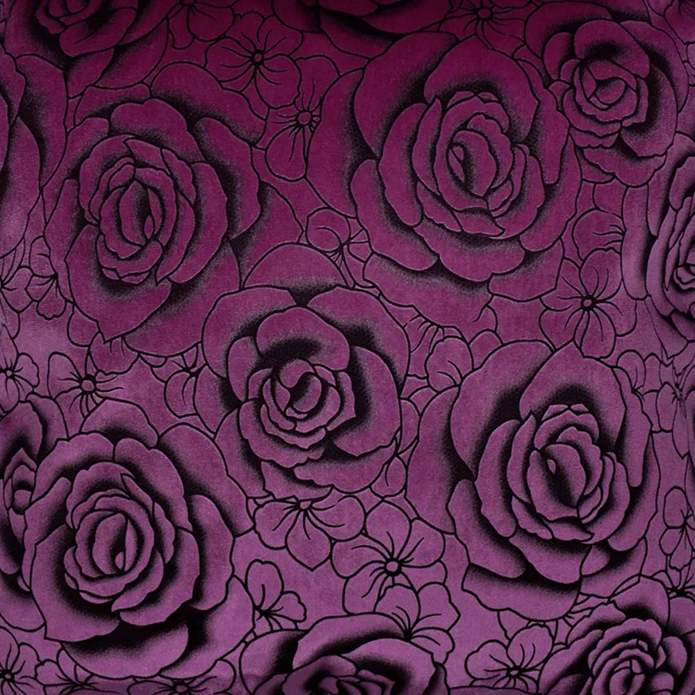 Flock Rose Filled Cushion 2 Pack - Purple, Velvet