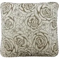 Flock Rose Filled Cushion 2 Pack - White, Velvet