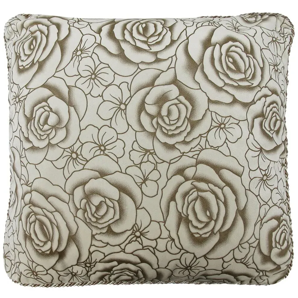 Flock Rose Filled Cushion 2 Pack - White, Velvet