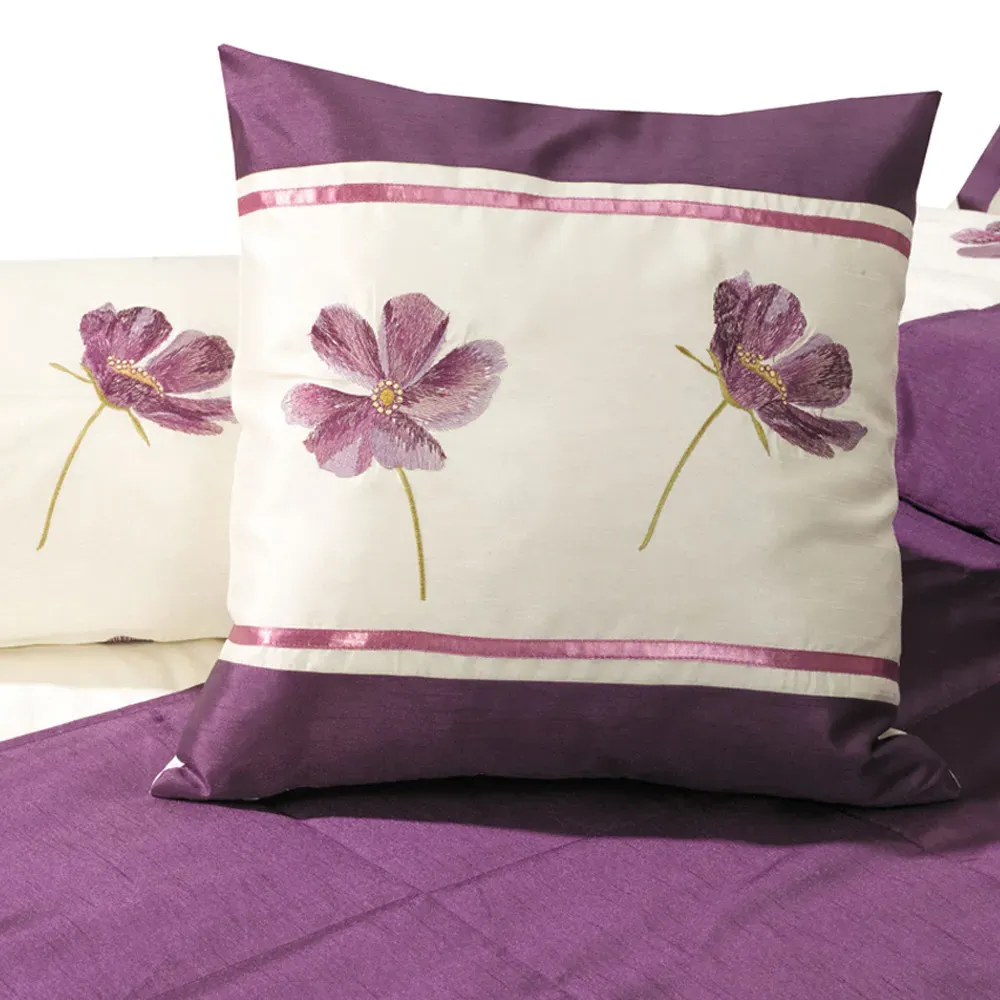 Georgia Filled Cushion 2 Pack - Aubergine, Faux Silk