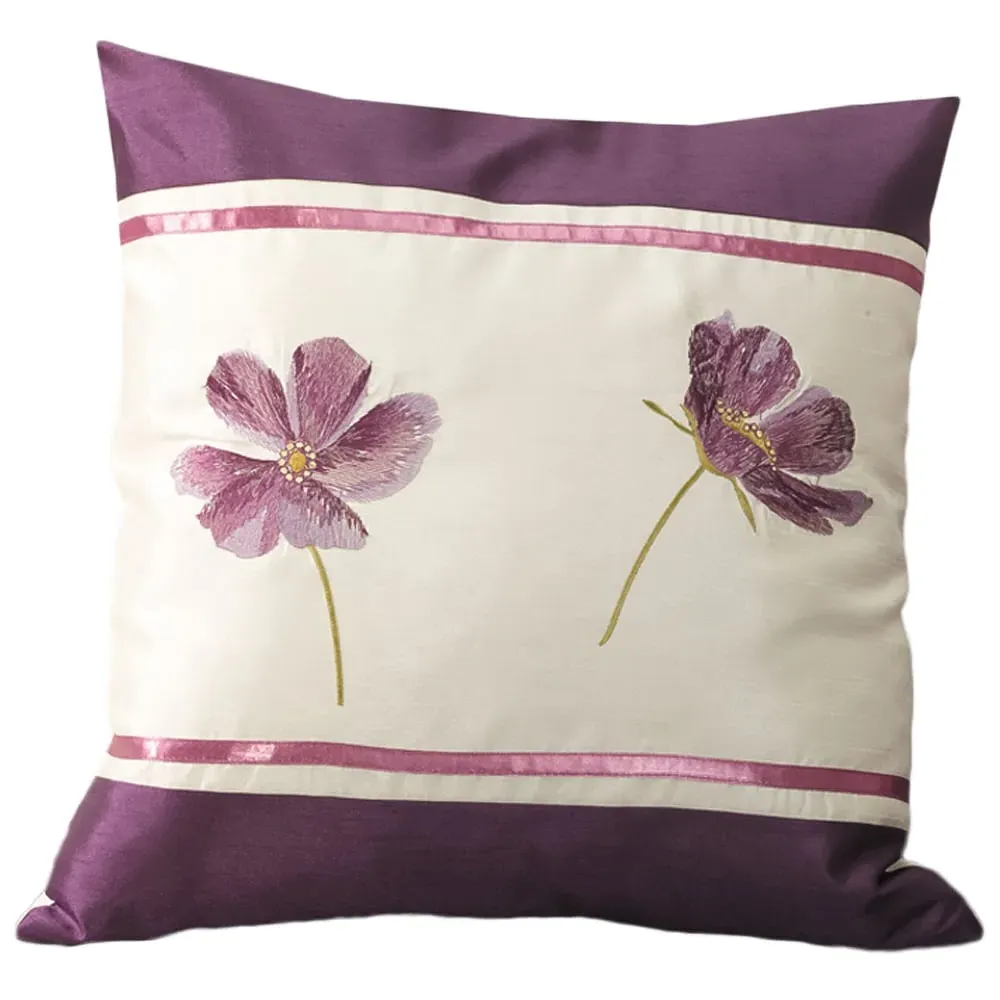 Georgia Filled Cushion 2 Pack - Aubergine, Faux Silk