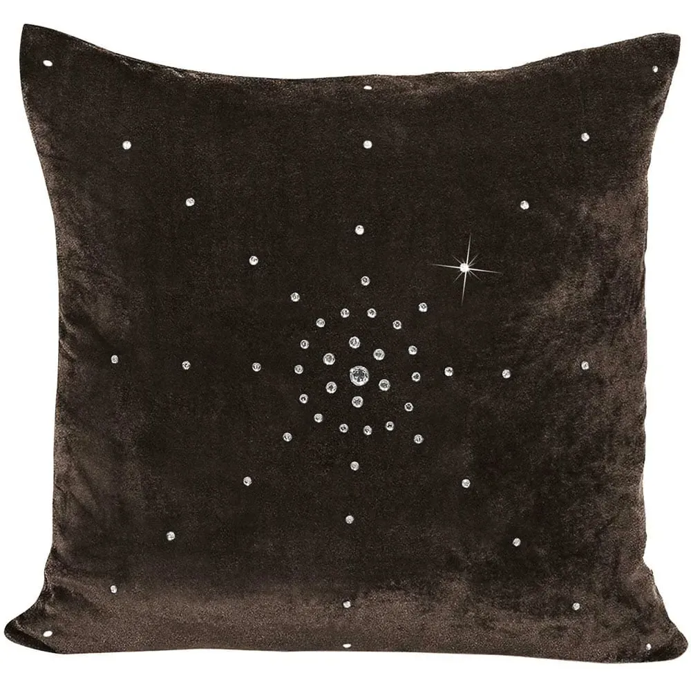 Grace Diamante Filled Cushion 2 Pack - Brown, Velvet