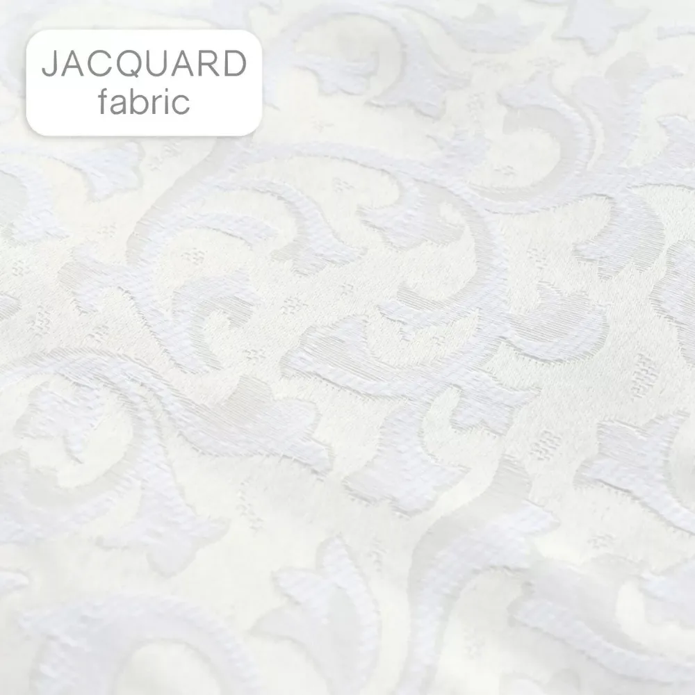 Jacquard Curtains with Leaf Pattern - Cream