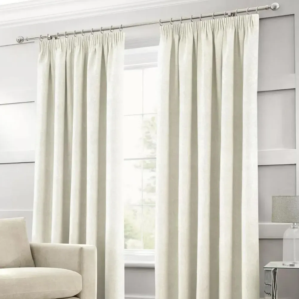 Jacquard Curtains with Leaf Pattern - Cream image