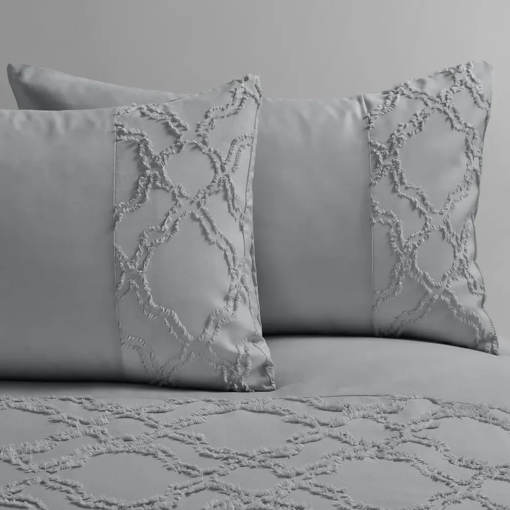 Kiera Double Tufted Duvet Set - Grey