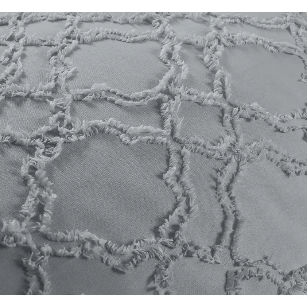 Kiera King Size Tufted Duvet Set - Grey